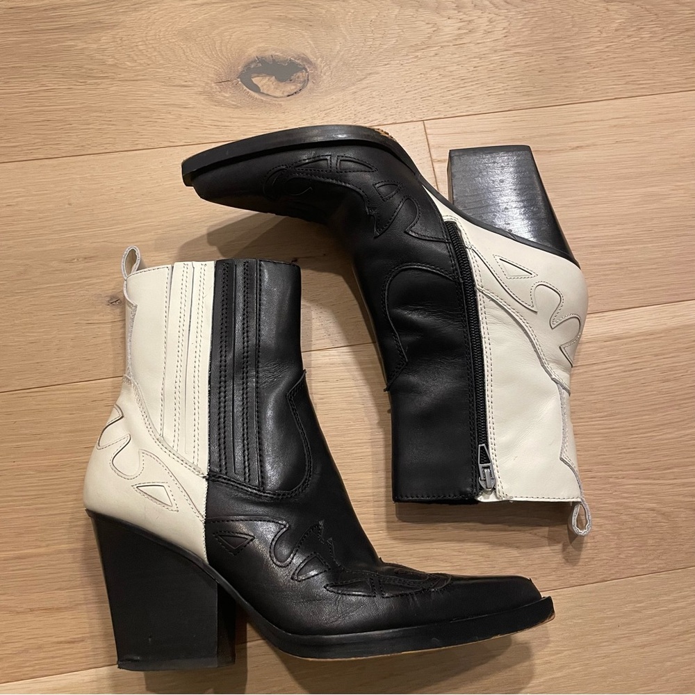 Dolce Vita Black and White Ankle Boots
